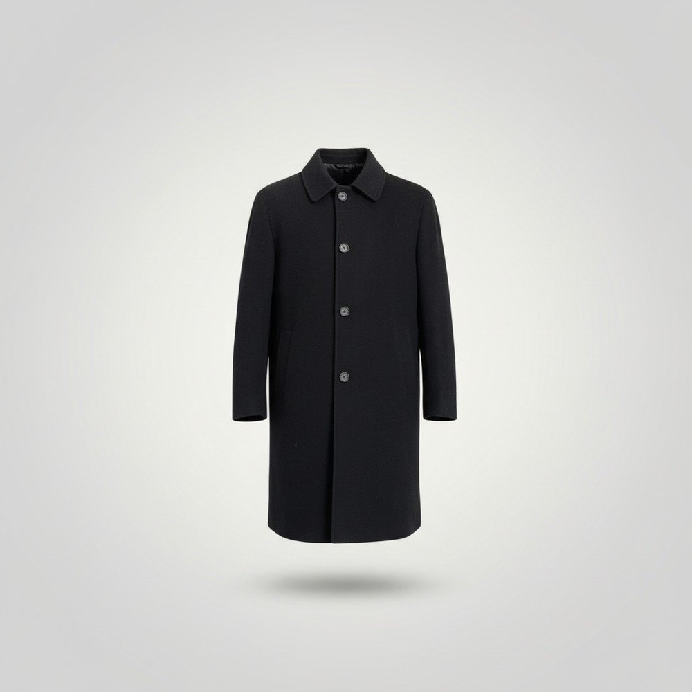 Lauren Ralph Lauren Overcoat Mens 42R XL Black Cashmere‎ Italy Coat Quiet Luxury